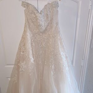 David’s Bridal Off the Shoulder A-Line Wedding Dress